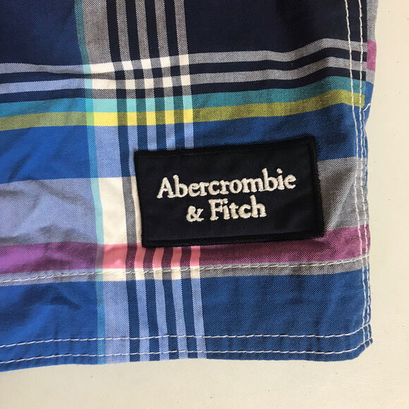 Abercrombie Fitch Mens Large Mesh-Lined Board Shorts Swim Trunks Colorful Plaid - Picture 4 of 6